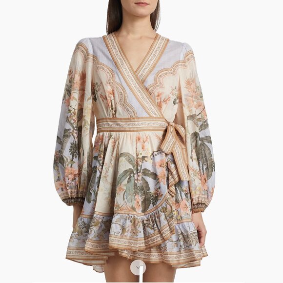 Zimmermann Dresses & Skirts - ZIMMERMANN Wylie Wrap Print Mini Dress, Designer Size 3/US Size 10, NWT 🇦🇺